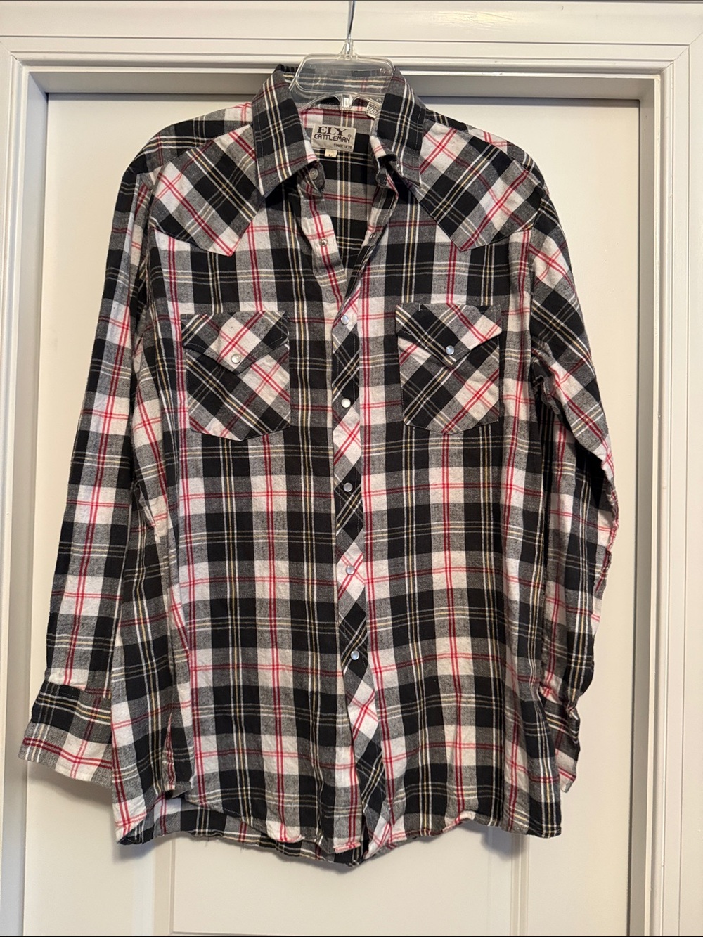 Ely Cattleman Black, White & Red Plaid Kids Button-Down Shirt